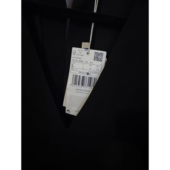 NEW MNG by Mango Classic Black Dress with Twist Front Size 8 - Picture 6 of 10